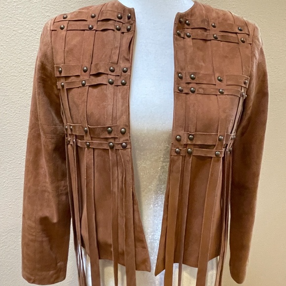 Haute Hippie Harness Open Suede Fringe Jacket Size Small - Picture 1 of 9